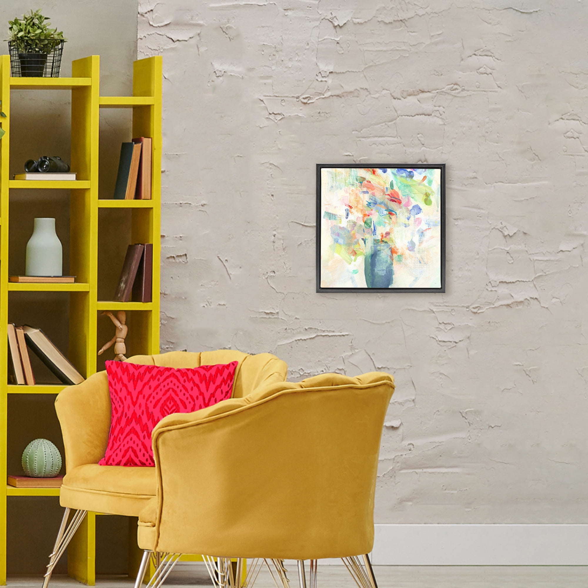 Stupell Industries Summer Flowers Brushstrokes Black Framed Floater Canvas Wall Art, design by Susan Jill