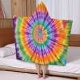 thumbnail image 5 of Colorful Rainbow Tie Dye Spiral Pattern Hooded Bath Towel，50"x30" for Ages 3 To 12 Kids, Quick Dry Lightweight Soft Microfiber Hood Beach Towel Cover Up for Kids, 5 of 7