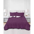 thumbnail image 3 of Quilts Full Size, Dark Purple Soft Comforter Bedding Set for Bed, Farmhouse Burlap Solid Brown Color Modern Linen Texture Lightweight Quilted Bedspread with Pillow Cover(2 Pieces), 78x90 Inch, 3 of 6