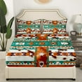 thumbnail image 3 of Western Bed Sheets Set Geometric Aztec Sheet Set Twin,Southwestern Sheets Vintage Cowhide Bedding Set,Cow Print Western Decor for Home, 3 of 6
