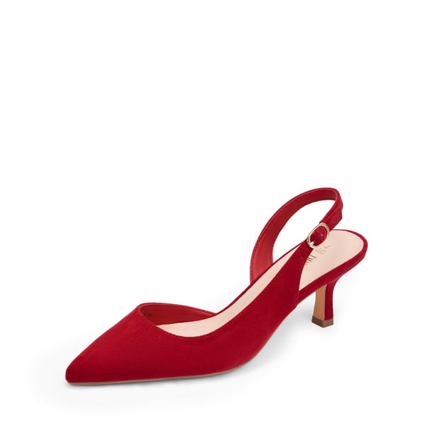 Zapatos DREAM PAIRS Tacones Kitten Rojo Gamuza 6 cm