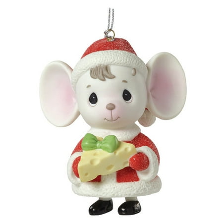 Mouse Ornaments Precious Moments The Holidays Are Mice With You Mouse with Cheese Porcelain Bell Ornament 161047 ()