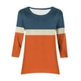 thumbnail image 6 of Jsaierl Womens 3/4 Sleeve Tops Summer Crew Neck Shirts Fashion Color Block Petite Blouses Work Dressy T-shirts Top S-2XL, 6 of 6