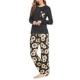 thumbnail image 3 of Xmarks Women's Pajamas Set Long Sleeve Sleepwear Top with Floral Printed Pants 2 Pieces Cozy Loungewear Pj Set, S-2XL, 3 of 6