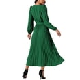 thumbnail image 3 of INSPIRE CHIC Women's Casual Long Sleeve V Neck Flowy Pleated Midi Dress with Belt, 3 of 6