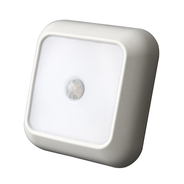 Injueey 3/6X Sensor de movimiento LED Stick-on Luz de pared nocturna Pasillo Escaleras Funciona con Iluminación y accesorios Luz blanca de concha blanca cuadrada