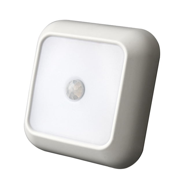 Injueey 3/6X Sensor de movimiento LED Stick-on Luz de pared nocturna Pasillo Escaleras Funciona con Iluminación y accesorios Luz blanca de concha blanca cuadrada