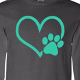 thumbnail image 4 of Inktastic Teal Heart With Paw Print Long Sleeve T-Shirt, 4 of 5