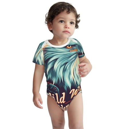 

Kdxio Western Style Bald Eagle Pattern Unisex Baby Cotton Short Sleeve Bodysuits-12 Months