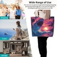 thumbnail image 6 of Wukai Hawaiian Island Beach Shark Print Reusable Grocery Bag Shopping Bags Shopping Handle Bag Suitable for Outdoor Convenient Daily Bag, 6 of 6