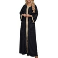 thumbnail image 1 of Robe Abaya Musulmane Femme Col en V Kaftan Prière Islamique Robe Brodée Bronzante Robe Longue Soirée Vacances, 1 of 6