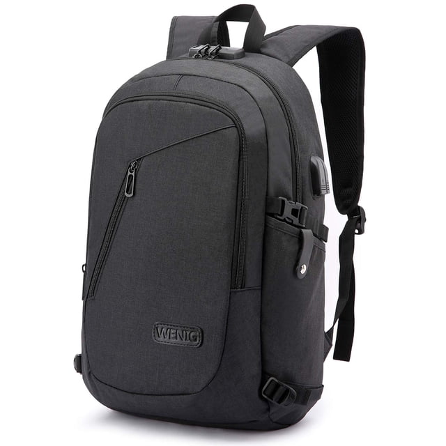Mochila antirrobo de viaje WENIG para portátil con bloqueo de puerto de carga USB resistente al agua