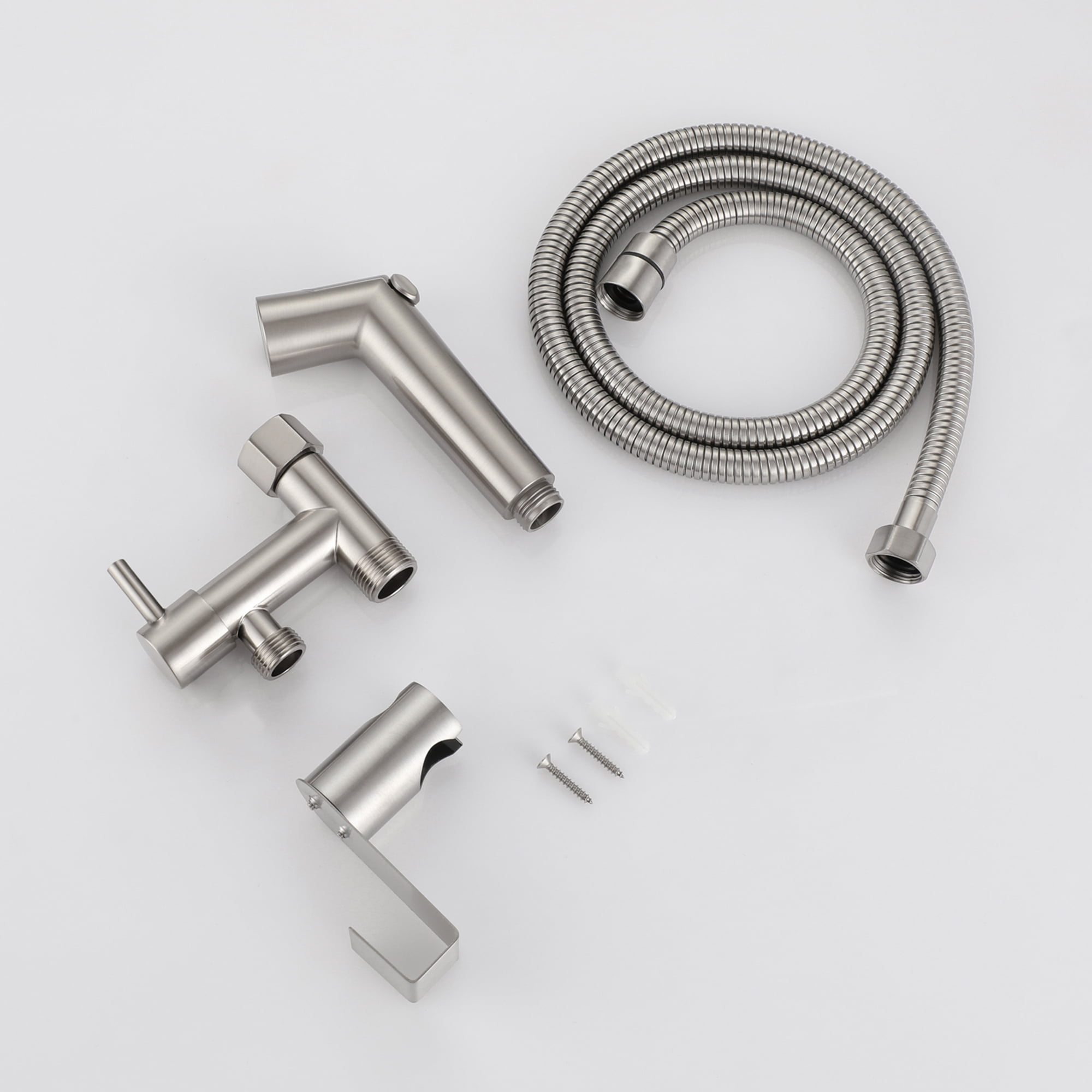 Sumerain Brushed Nickel Handheld Bidet Sprayer for Toilet, Handheld Jet Sprayer for Toilet, Adjustable Cloth Diaper Sprayer with Brass Diverter Valve