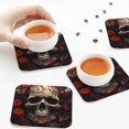 thumbnail image 3 of KLL Drink Coasters Set Square of 4,PU Leather Absorbent Coasters Set Decorative Coffee Cup Coasters Housewarming Gift for Home Decor-Vintage Butterfly Flower Skull, 3 of 5