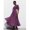 Purple, variant on Womens Purple Round Neck Vintage Style A-Line Long Dress with Puff Sleeves