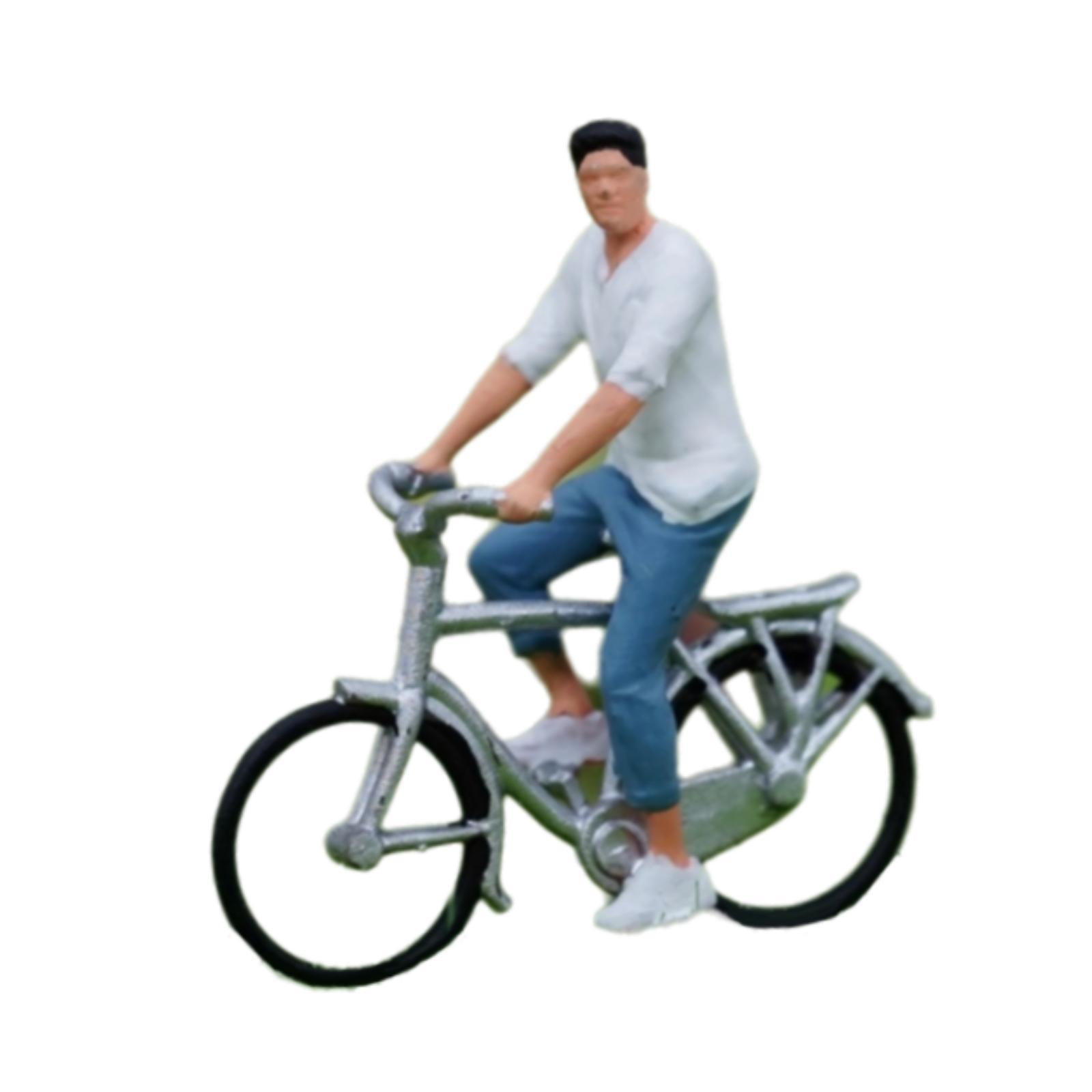 JWQFBC 1:64 People with Bike DIY Crafts Sand Table Ornament Miniature Biker for Diorama man