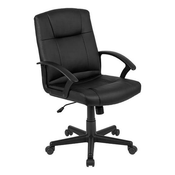 Scranton & Co Contemporary Faux Leather Mid Back Swivel Office Chair in Black