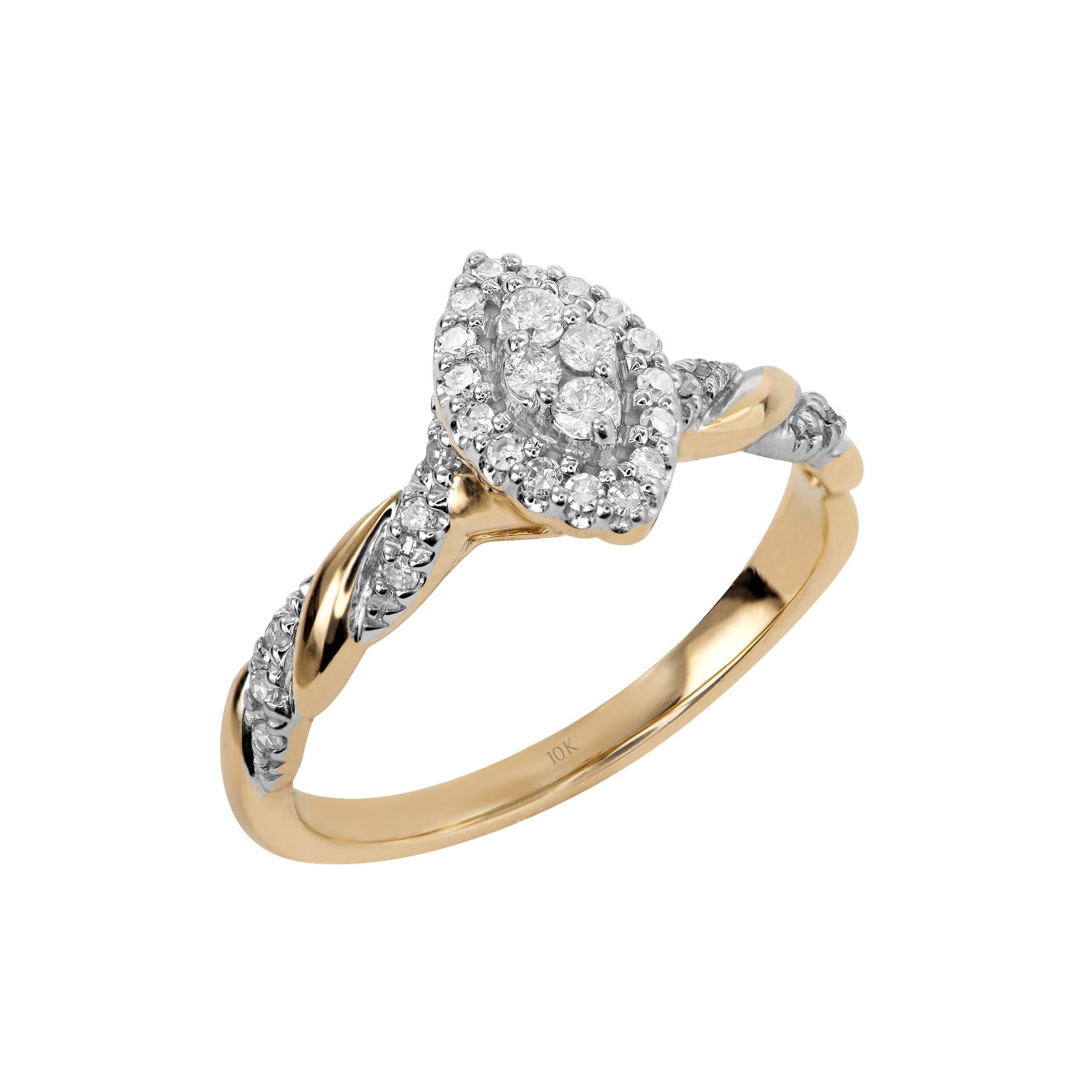 Keepsake 1/5ctw Diamond 10kt Yellow Gold Halo Twist Engagement Ring (H-I, I2)