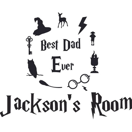 Best Dad Ever Harry Potter Hogwarts Customized Wall Decal - Custom Vinyl Wall Art - Personalized Name - Baby Girls Boys Kids Bedroom Wall Decal Room Decor Wall Stickers Decoration Size (20x20
