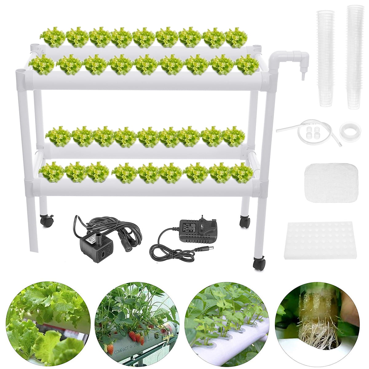 TECHTONGDA Hydroponic 72 Plant Grow Kit 2 Layers 8 Pipes 110v Water Pump for sale online 