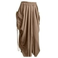 thumbnail image 4 of MIXUE Skirts For Women Summer Solid Color Cotton Elastic High Waist Drawstring Pockets Bohemian Loose Maxi Skirt Holiday Wear,Brown,L, 4 of 4