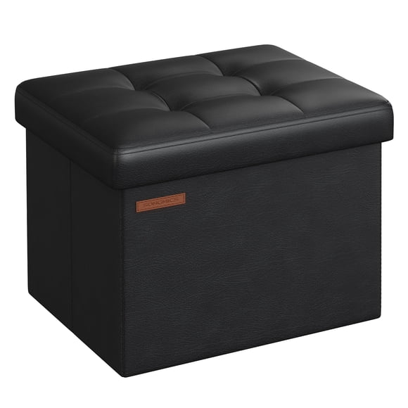 Taburete plegable Storage Ottoman SONGMICS, pequeño, con reposapiés, negro