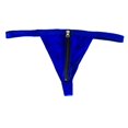 thumbnail image 2 of Ropa Interior Salvador con Cremallera Frontal de material cuero Metálico para Hombre Espalda en T Azul tanga, 2 of 10