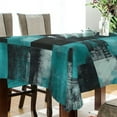 thumbnail image 4 of 60x60 Inch Tablecloth Polyester Square Tablecloth for Home Kitchen Dinner Decor Teal and Black Squares, 4 of 9