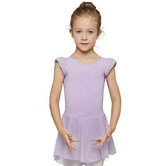 Girls' Flutter Sleeve Dress Leotard (2-4 / Toddler, Purple)