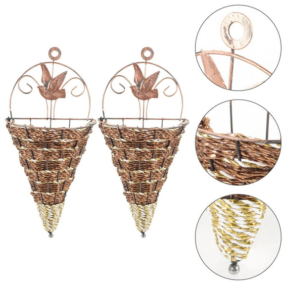 LEORX 2Pcs Durable Plastic Flowerpot Wall Mounted Hanging Plant Holder