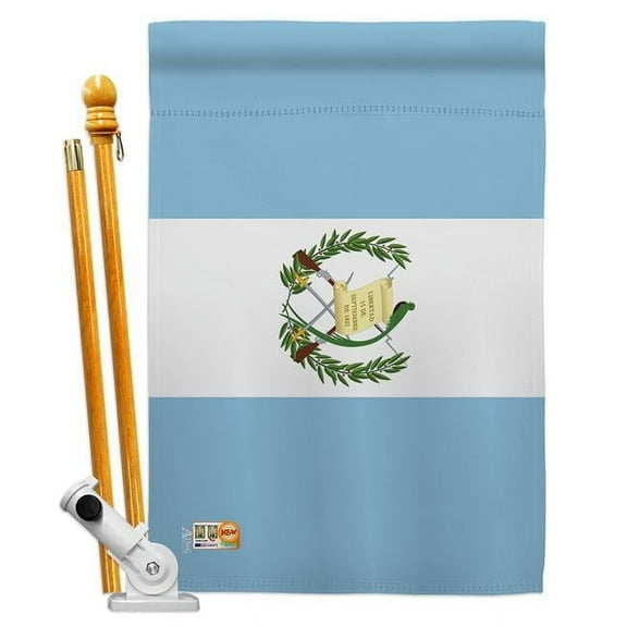 AA-CY-HS-140098-IP-BO-D-US18-AG 28 x 40 in. Guatemala Flags of the World Nationality Impressions Decorative Vertical Double Sided House Flag Set & Pole Bracket Hardware Flag Set