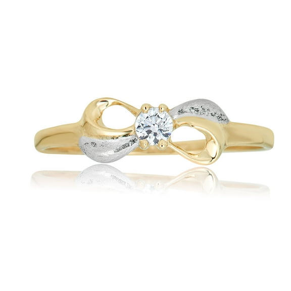 AVORA 10K 2-Tone Gold Simulated Diamond CZ Bow Fashion Ring  - Size 7.5