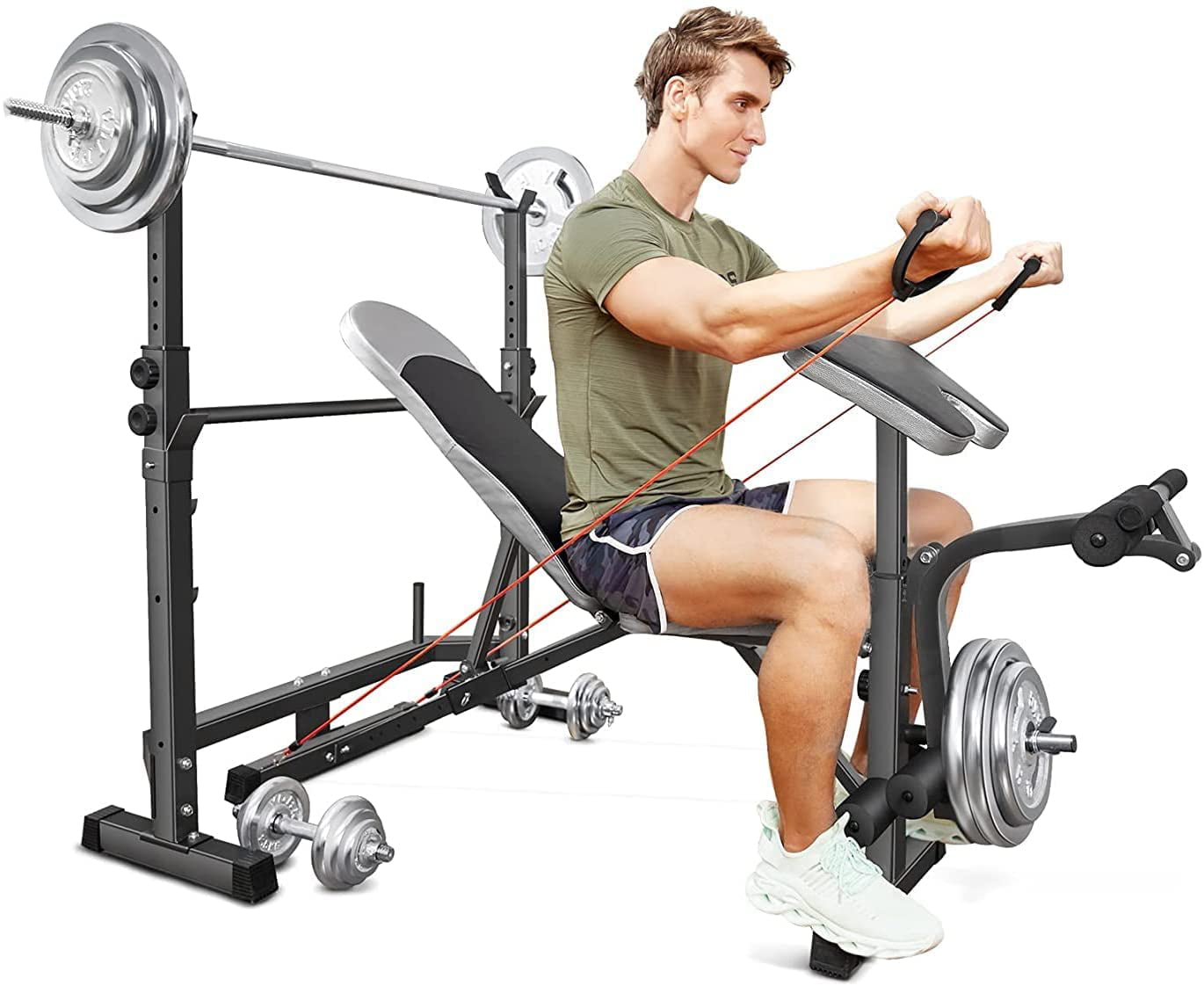 Adjustable Olympic Workout Weight Lifting Bench w/ Rack Incline Decline Flat Gym 