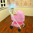 thumbnail image 6 of Dualoai 1/12 Scale Dollhouse Carriage Toy Dolls Crib Model Handmade Mini Bassinet Ornaments Crafted Accessories Scene Decor Pink, 6 of 9