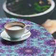 thumbnail image 2 of Ambesonne Purple Mandala Fitted Round Tablecloth, Mosaic Fractal, 56"- 60" Diameter, Sky Blue Mauve, 2 of 5