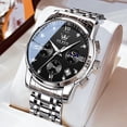 thumbnail image 3 of OLEVS Watches for Men, Mens Watches Gifts for Men Chronograph Analog Quartz Luxury Casual Classic Diamond Waterproof Luminous Stainless Steel Reloj para Hombre Black Dial, 3 of 12