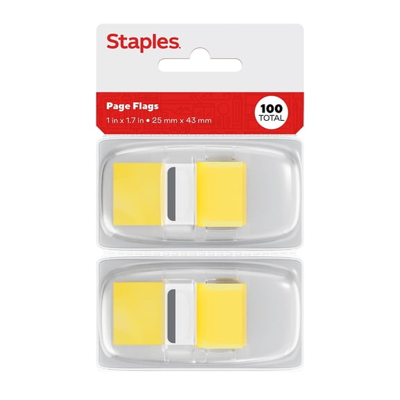 Staples Stickies Page Flags Yellow 1" Wide 100/Pack (14111) 667007