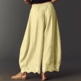 thumbnail image 5 of Resicozy Cropped Lace-Hem Pants for Women High Waisted Drawstring Wide Leg Pants Casual Lightweight Trousers with Pockets Yellow XL, 5 of 6