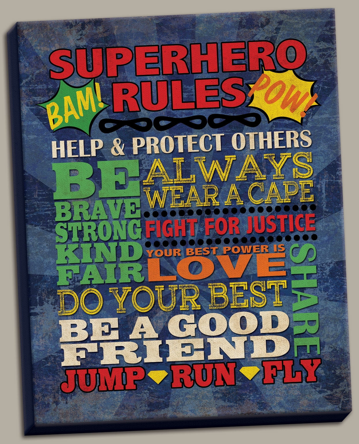 Fun Colorful Popular Superhero Rules Poster Print; Great for a Childs