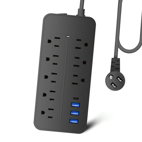 PROTECTOR POWER STRIP 8 OUTLET WITH PORT LONG CORD FOR HOME OFFICE