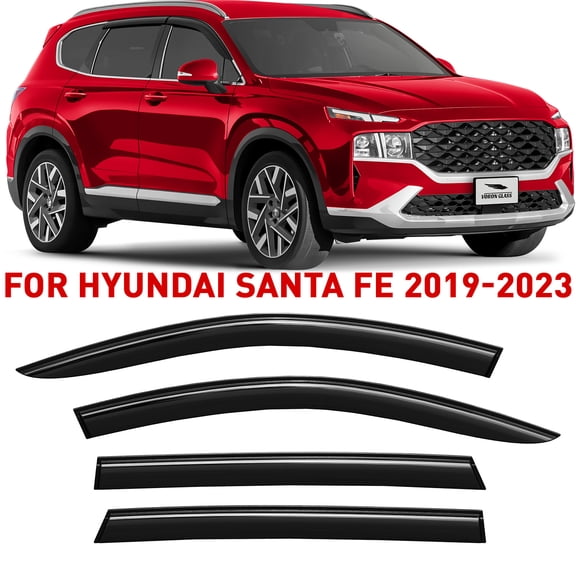 Voron Glass Tape-on Extra Durable Rain Guards for Hyundai Santa Fe 2019-2023, Window Deflectors, Vent Window Visors, 4 Pieces - 100943