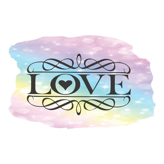 Sign Wall Decals for Children Bedroom - Pretty Rainbow Background LOVE DIY & Creativity Boy Girl Bedroom Wall Sticker - Size: 10 In x 6 In