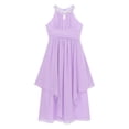 thumbnail image 4 of inhzoy Kids Girls Chiffon Flower Girls Dress Sequins Halter Neck Bridesmaid Wedding Evening Party Gowns Maxi Formal Dress Lavender 6, 4 of 7