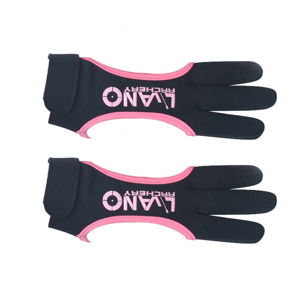 Archey Finger Guard Guante portátil de tres dedos Guante cómodo Archery Feild Peso ligero Guantes de disparo para jóvenes Adultos Principiante Pink L seitruly OD019685-07