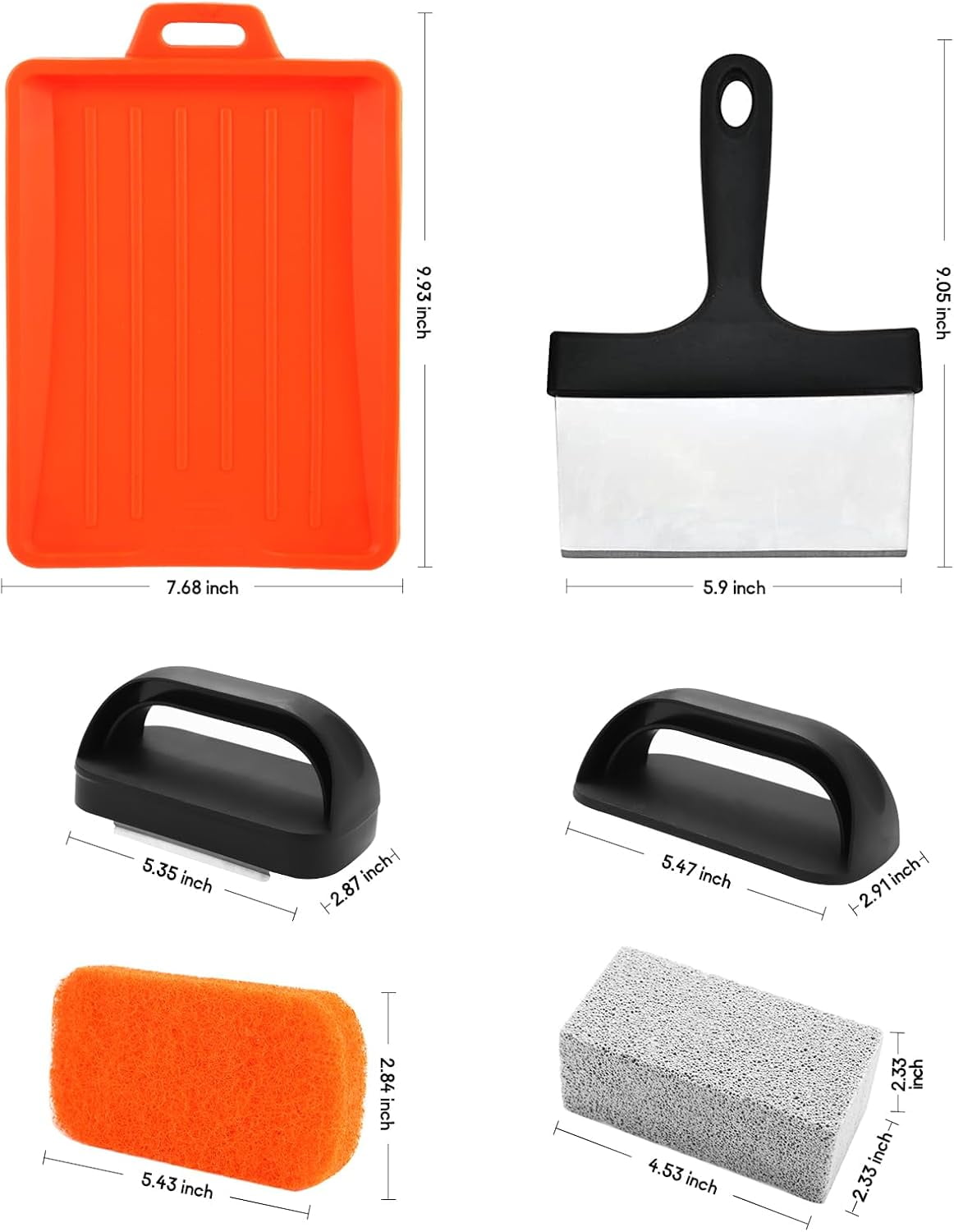 Griddle Cleaning Kit for Blackstone Flat Top Grill Accessories with Scraper, Heat-Resistant Silicone Spatula Mat, Grill Brick and Scouring Pads