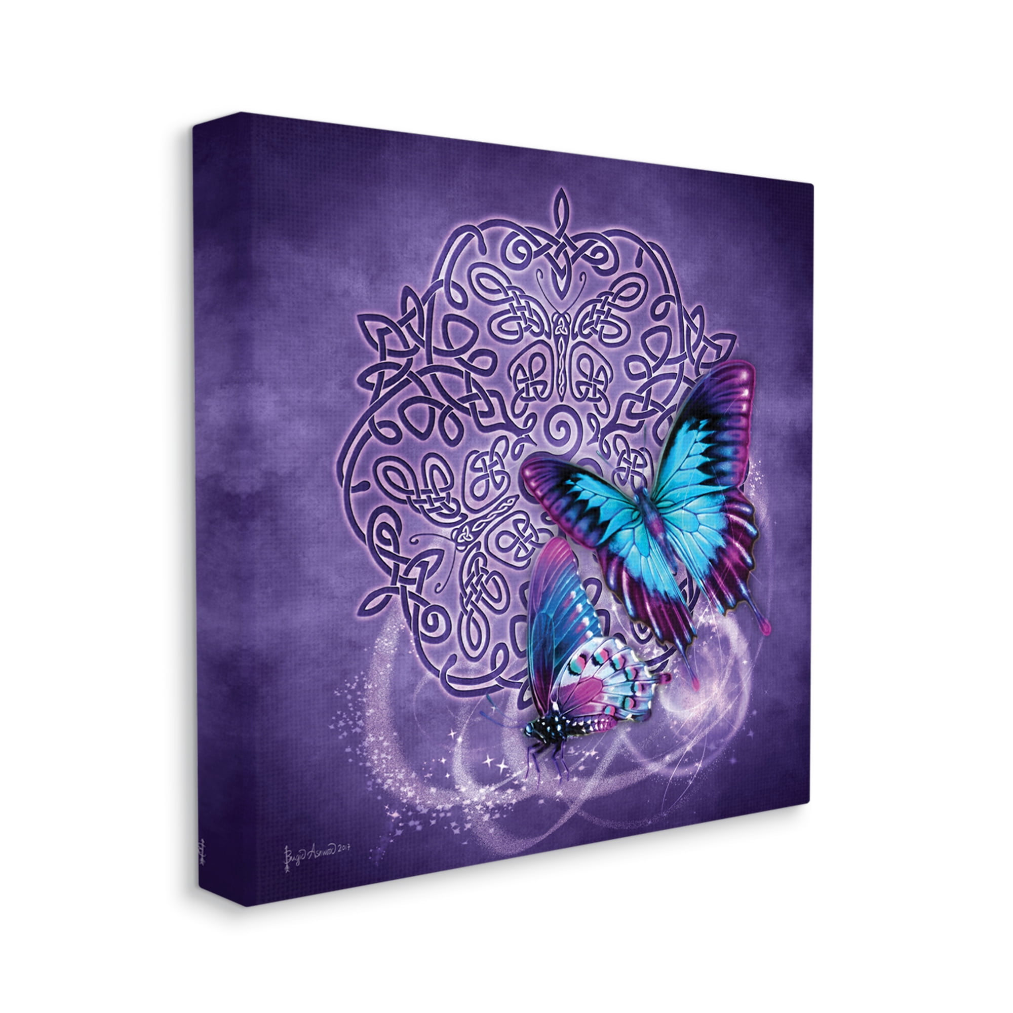 Stupell Industries Celtic Purple Butterflies Animals & Insects Painting Gallery Wrapped Canvas Art Print Wall Art, 24 x 24