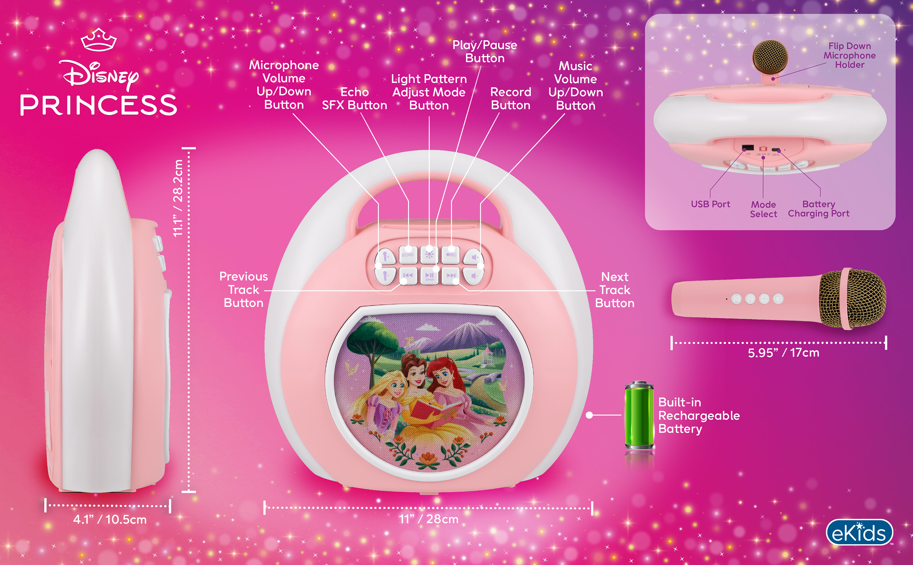 eKids Disney Princess Karaoke Machine for Kids photo 4