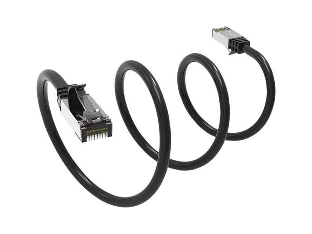 Nippon Labs Cat8 RJ45 10ft Ethernet Patch Internet Network LAN Cable, In/Outdoor, 26AWG, Shielded Latest 40Gbps 2000MHz, Weatherproof S/ftP -in Wall, Outdoor for Gaming/Router/Modem/PC/Switch (Black)