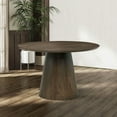 thumbnail image 2 of Kevinplus 47.24'' Round Modern Style MDF Wood Dining Table for Kitchen, Living Room, Cafe, Stylish Leisure Desk with Sturdy Cylindrical Base, for Small Spaces, Apartment,Walnut, 2 of 11