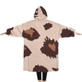 thumbnail image 2 of Oversized Wearable Blanket Hoodie,Beige and Brown Of Leopard Print Sherpa Blanket Hoodie with Super Pockets,Super Warm Fuzzy Pullover for Women & Men, 2 of 6